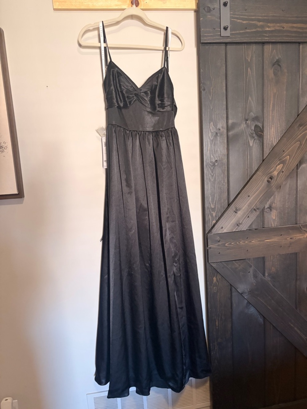 Azazie Black Metallic Satin Bridesmaids Dress